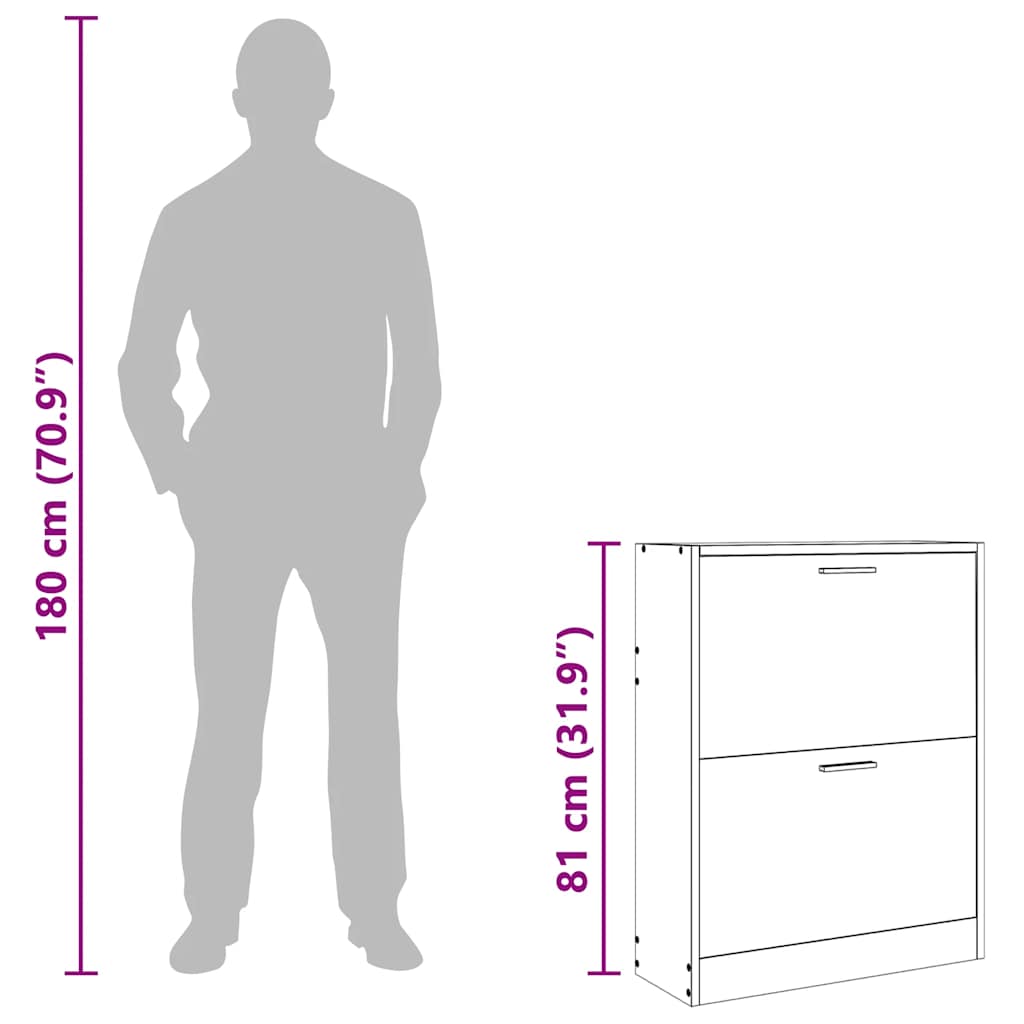 White Wooden Shoe Cabinet with 2 Compartments