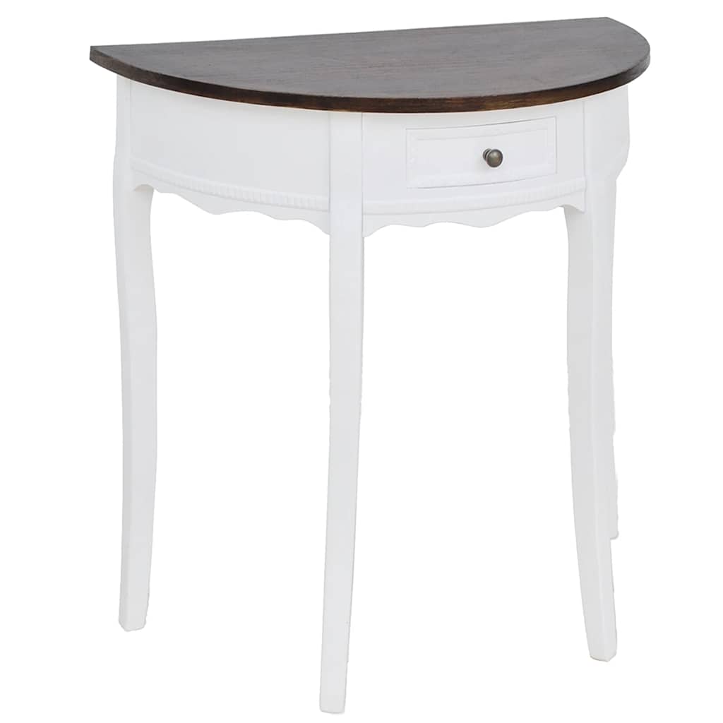 Console Table with Drawer and Brown Top Half-round