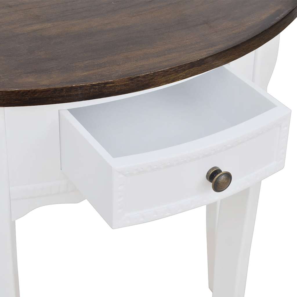 Console Table with Drawer and Brown Top Half-round