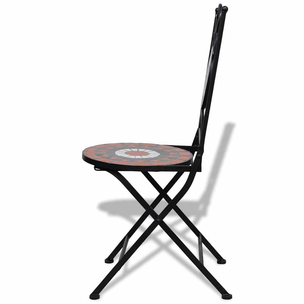 Folding Chairs 2 pcs Ceramic Terracotta and White