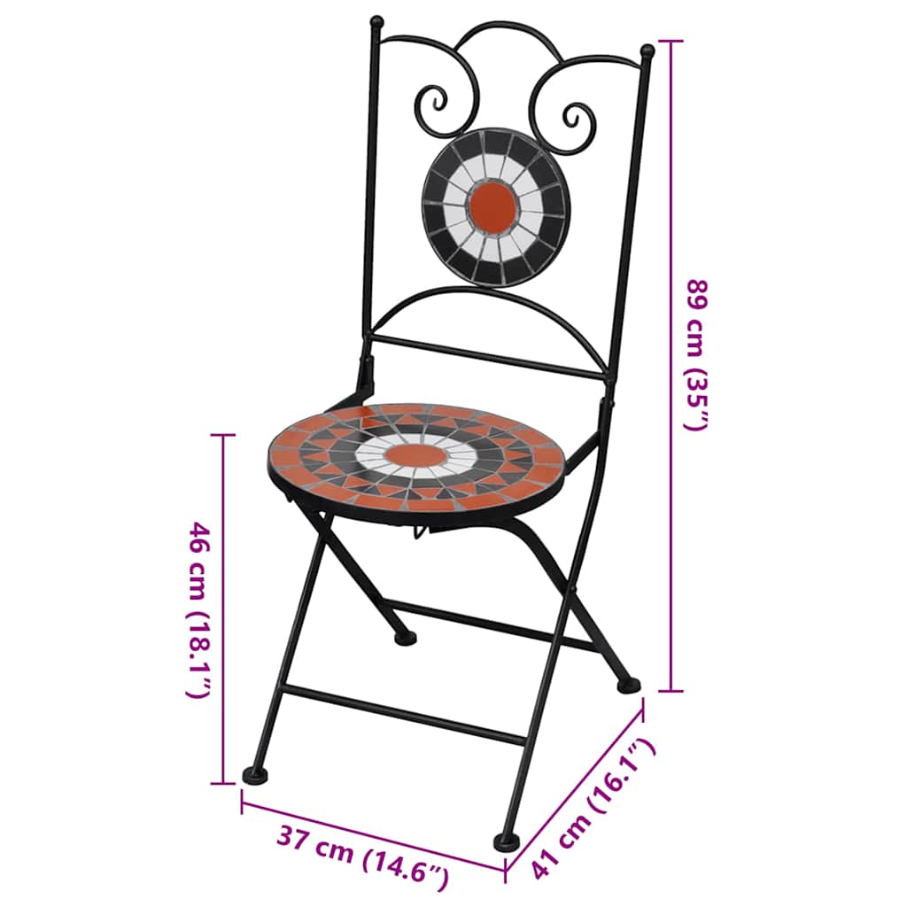 Folding Chairs 2 pcs Ceramic Terracotta and White