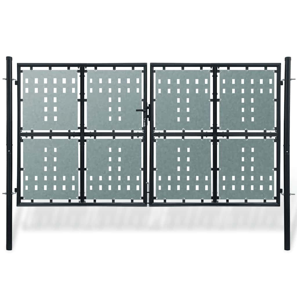 Black Single Door Fence Gate 300x150 cm