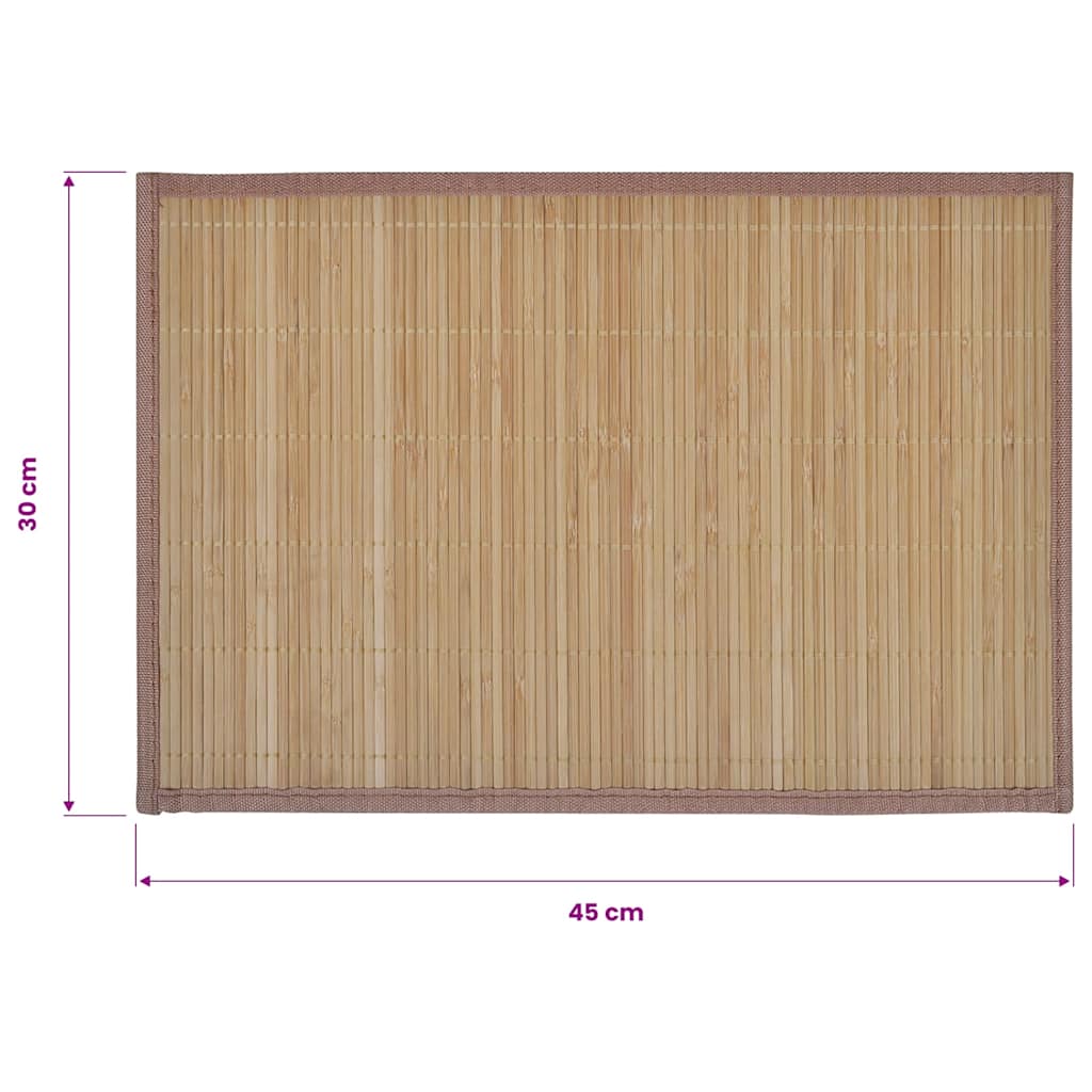 6 Bamboo Placemats 30 x 45 cm Brown