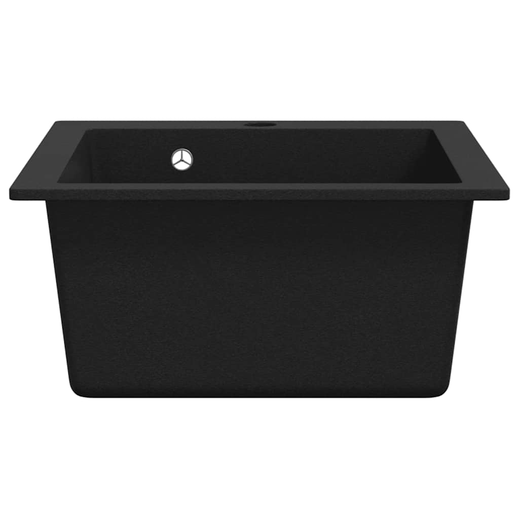 Overmount Kitchen Sink Single Basin Granite Black