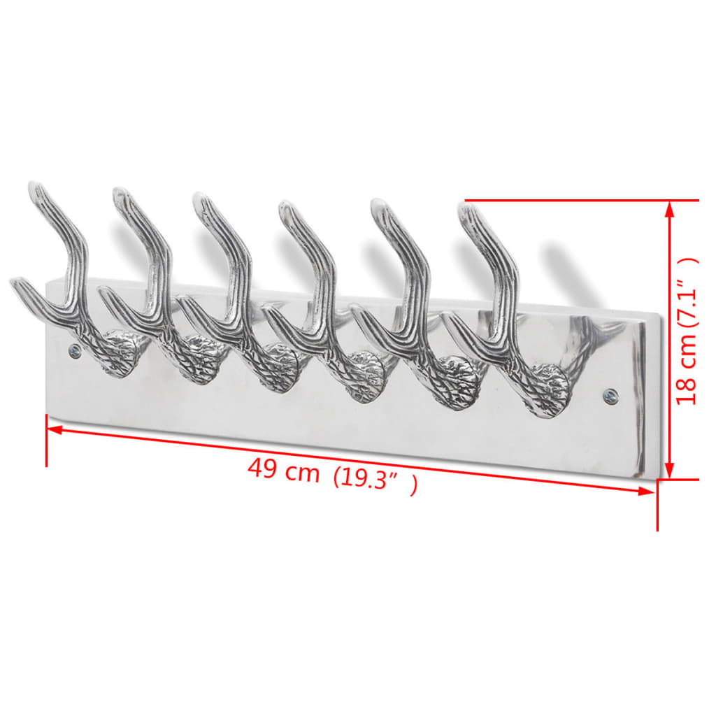 Coat Rack | Silver | Aluminium | Compact |  Decorative Inlays