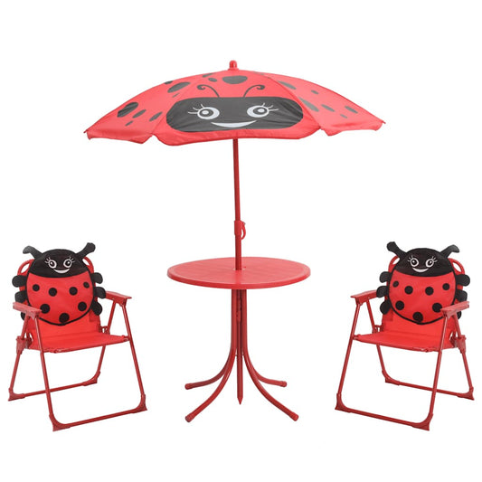 41842 vidaXL 3 Piece Kids'Garden Bistro Set with Parasol Red