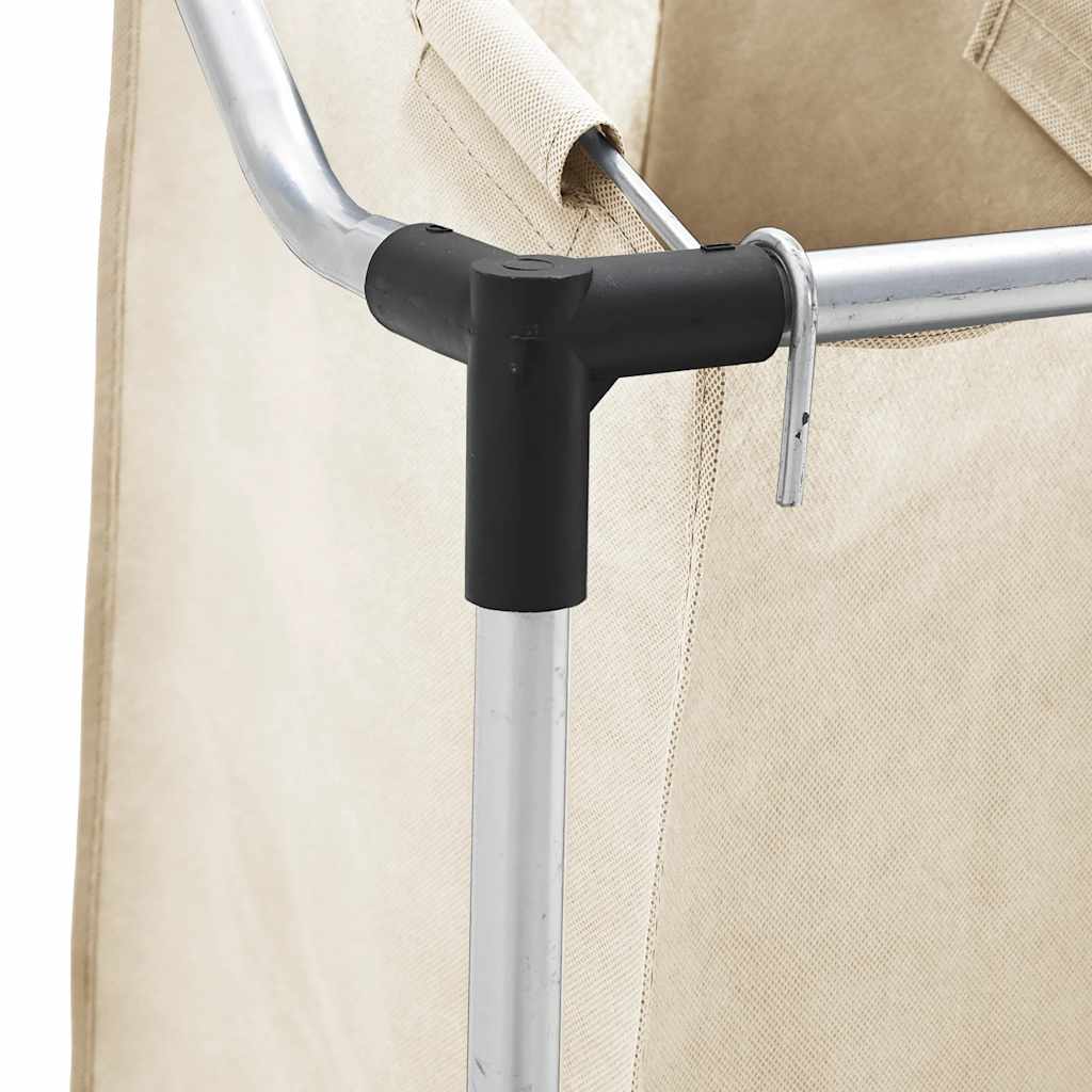 Laundry Sorter with 3 Bags Cream Steel