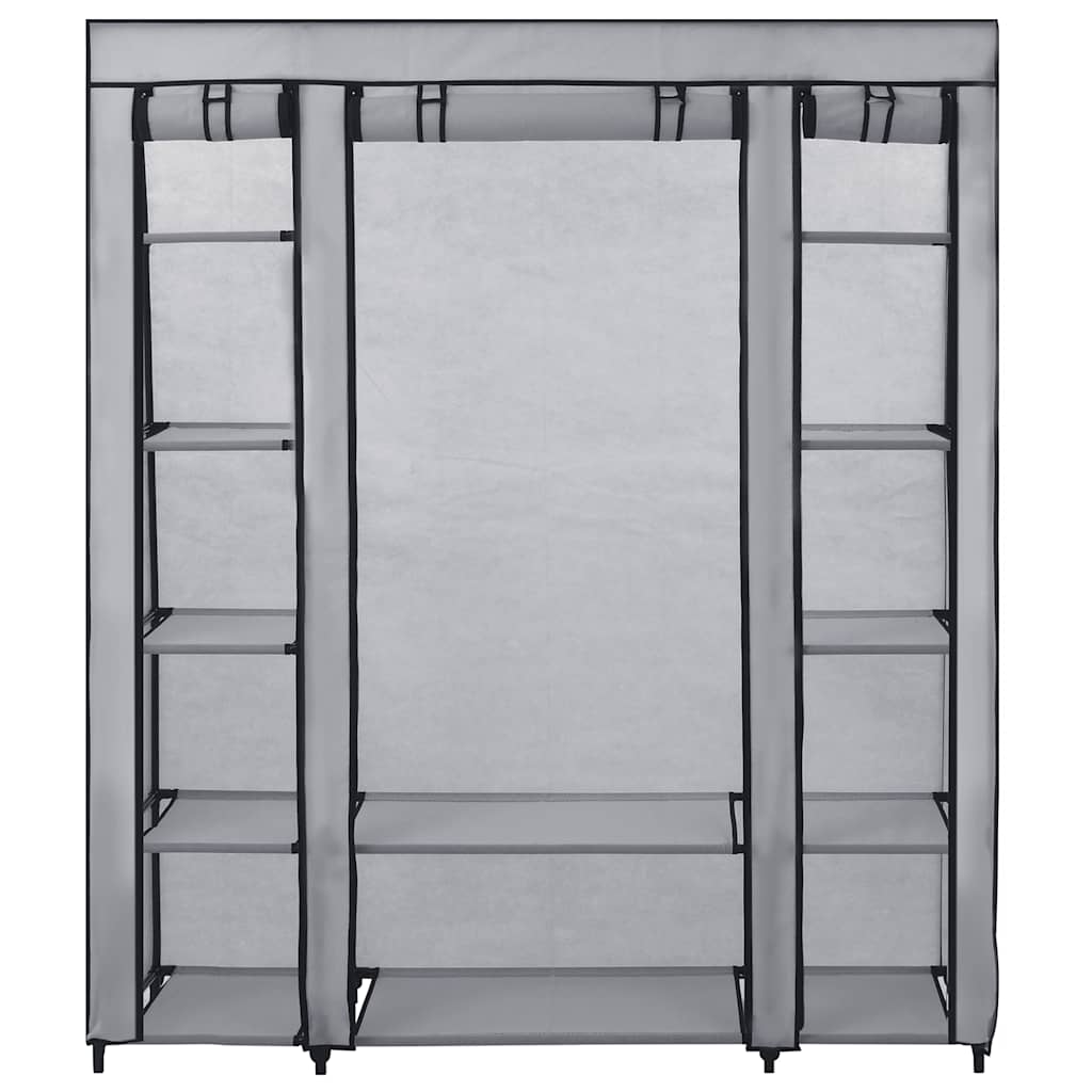 Wardrobe with Compartments and Rods Grey 150x45x176 cm Fabric