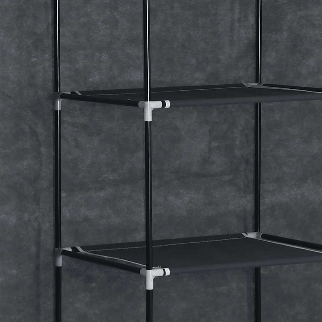 Wardrobe with Compartments and Rods Black 150x45x175 cm Fabric