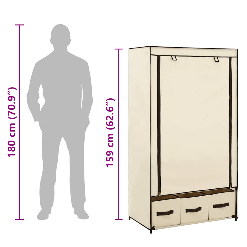 Wardrobe Cream 87x49x159 cm Fabric