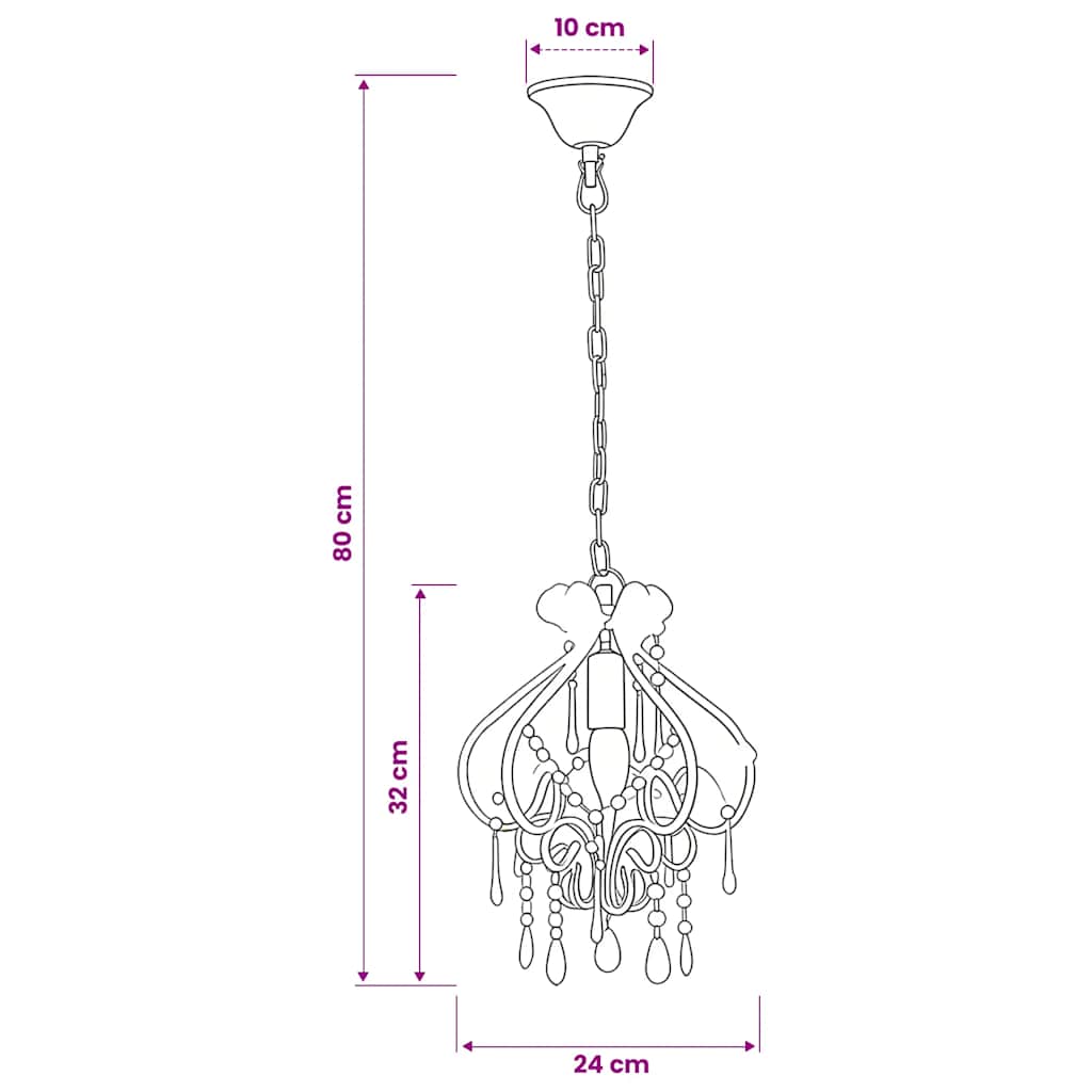 Ceiling Lamp with Beads Pink Round E14