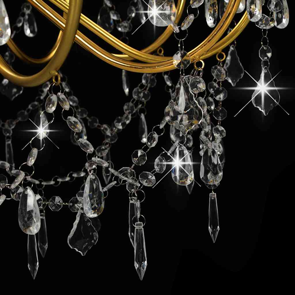 Chandelier with Beads Golden 12 x E14 Bulbs