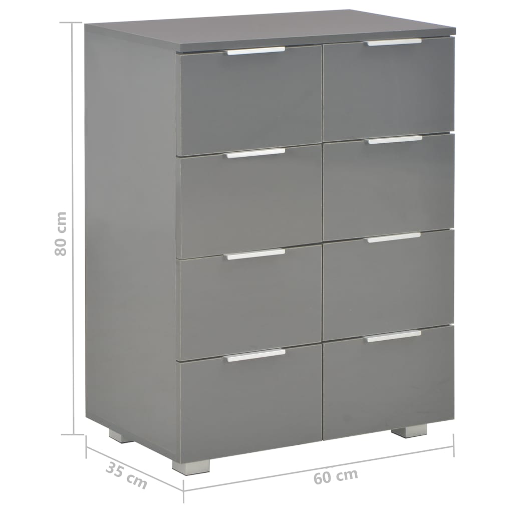 Sideboard | High Gloss Grey | Engineered wood | Medium | Sideboard