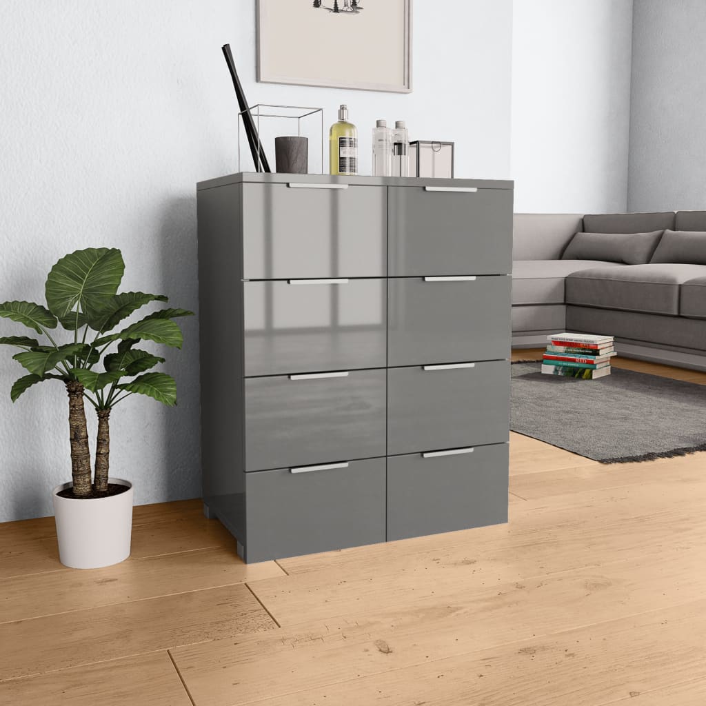 Sideboard | High Gloss Grey | Engineered wood | Medium | Sideboard