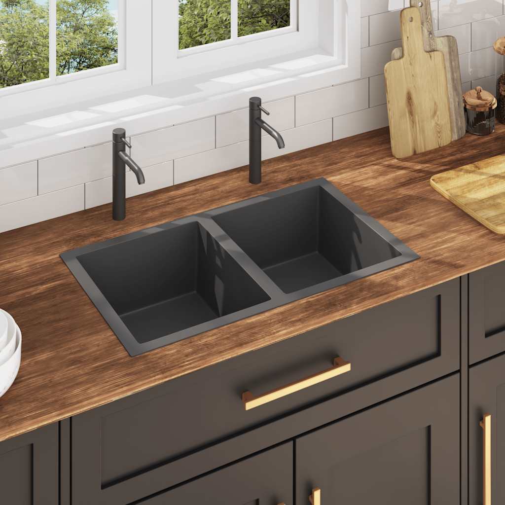 Handmade Kitchen Sink Black Stainless Steel