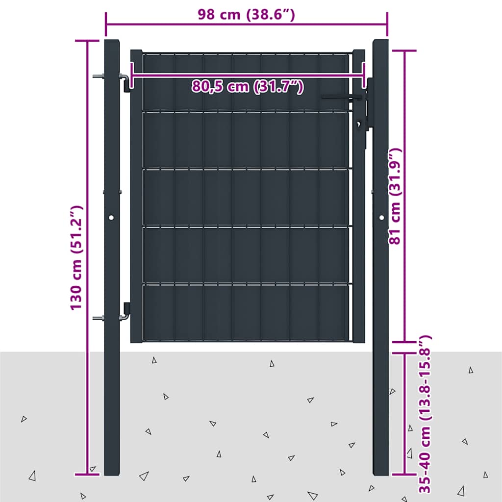 Fence Gate PVC and Steel 100x81 cm Anthracite