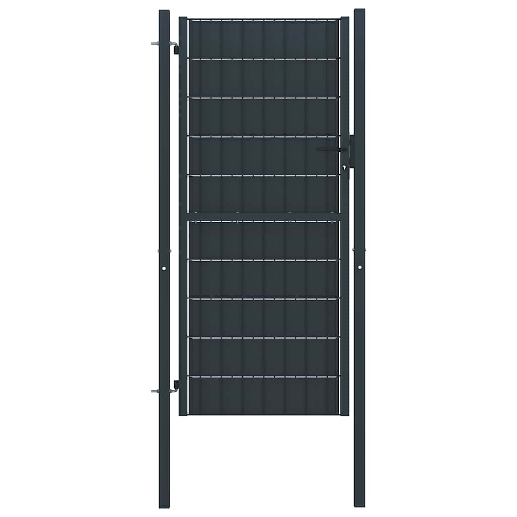 Fence Gate PVC and Steel 100x124 cm Anthracite