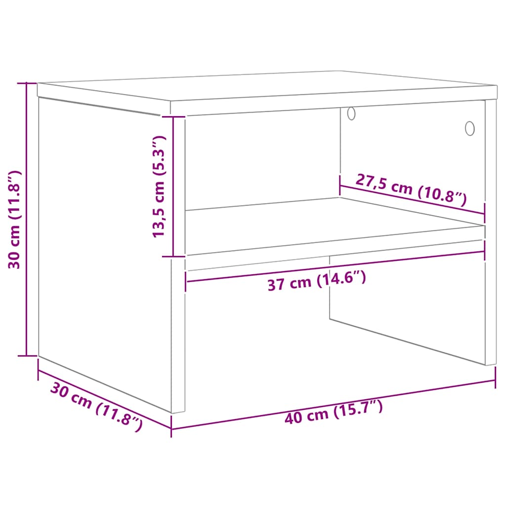 Bedside Cabinet Concrete Grey 40x30x30 cm Engineered Wood