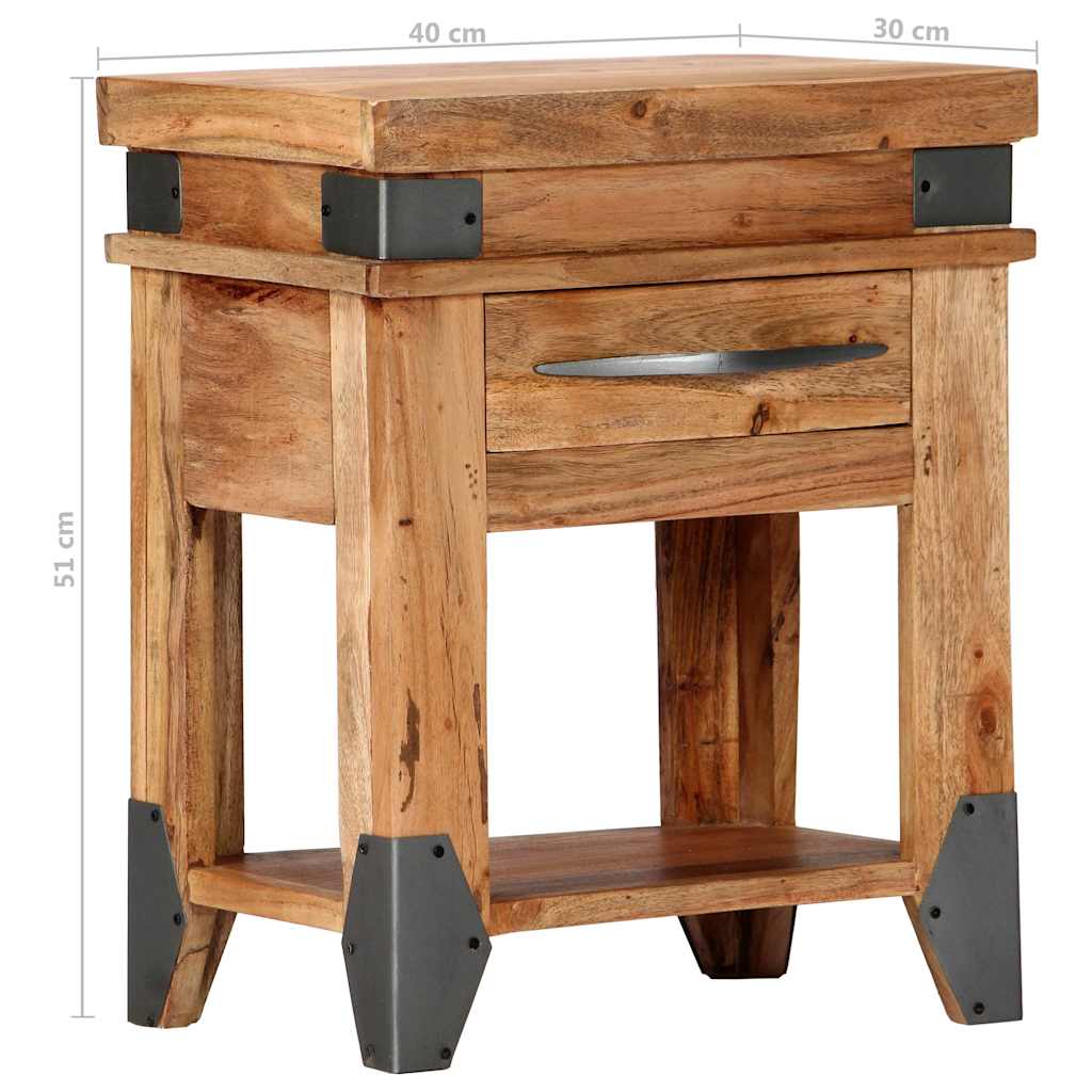 Bedside Cabinet | Natural Wood | Solid Acacia wood | 40 x 30 x 51 cm