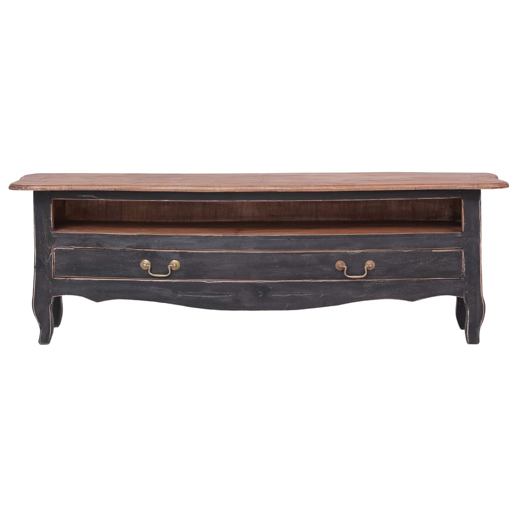 TV Cabinet 120x30x40 cm Black Solid Mahogany Wood
