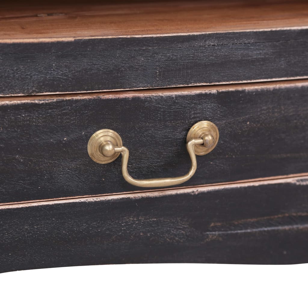 TV Cabinet 120x30x40 cm Black Solid Mahogany Wood