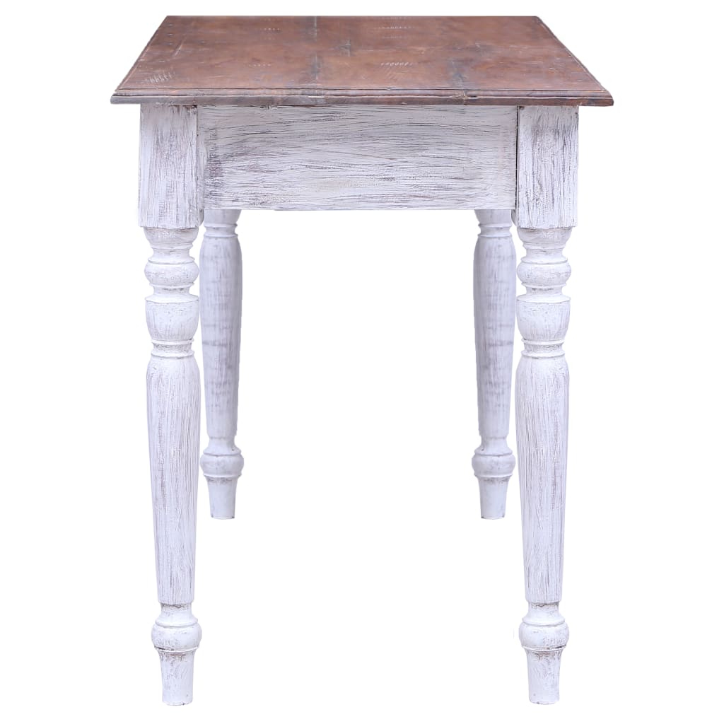 Desk with Drawers White 117x57x75 cm Solid Mahogany Wood