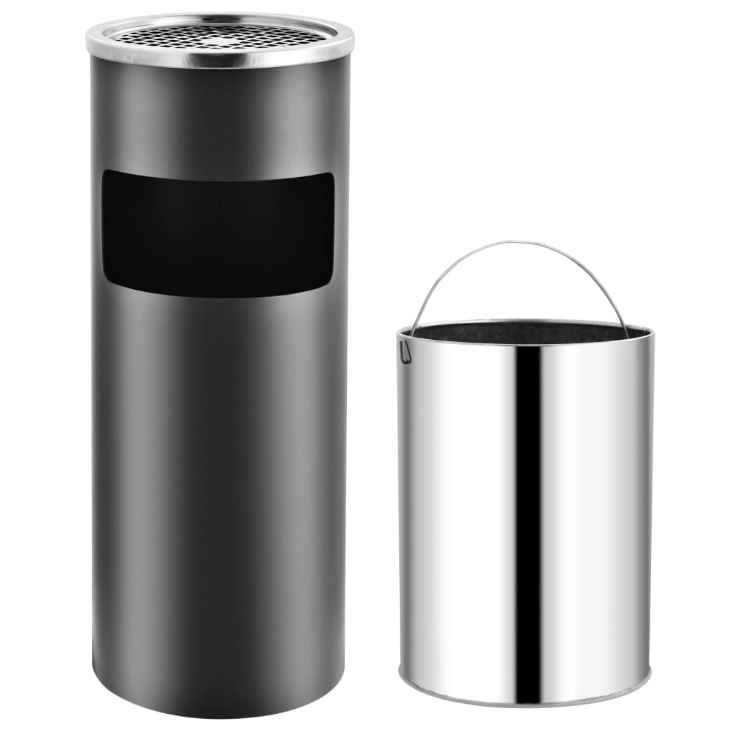 Ashtray Dustbin 30 L Steel Grey