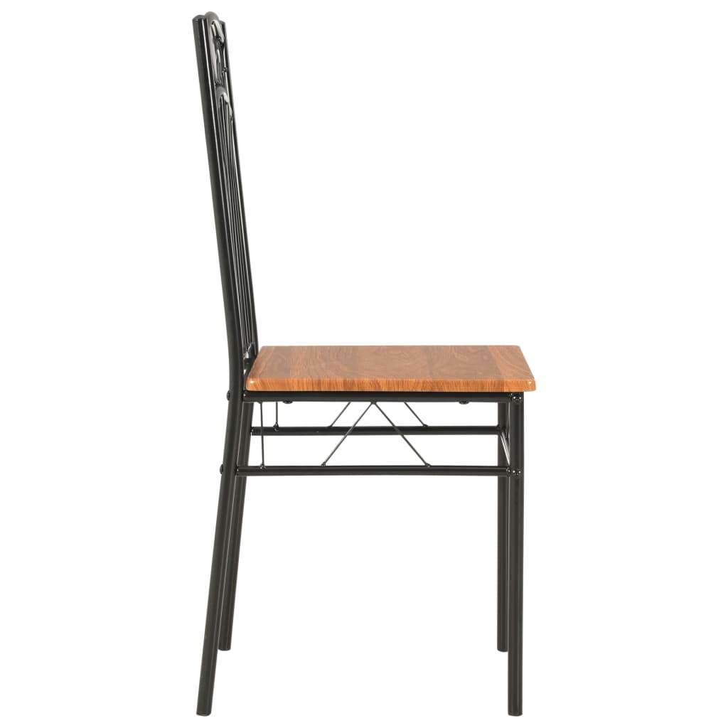 Dining Chair | Set of 4 | Brown and black | MDF and Steel | Standard