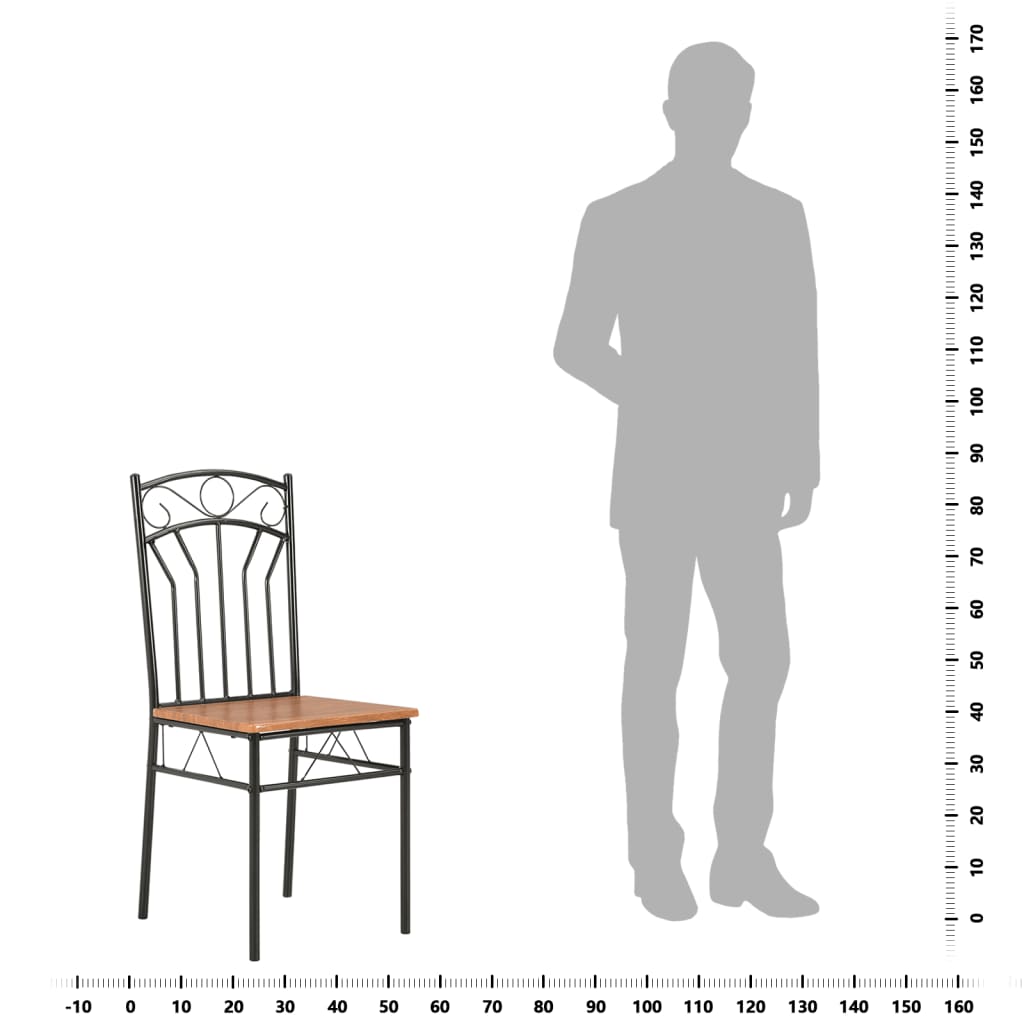 Dining Chair | Set of 4 | Brown and black | MDF and Steel | Standard