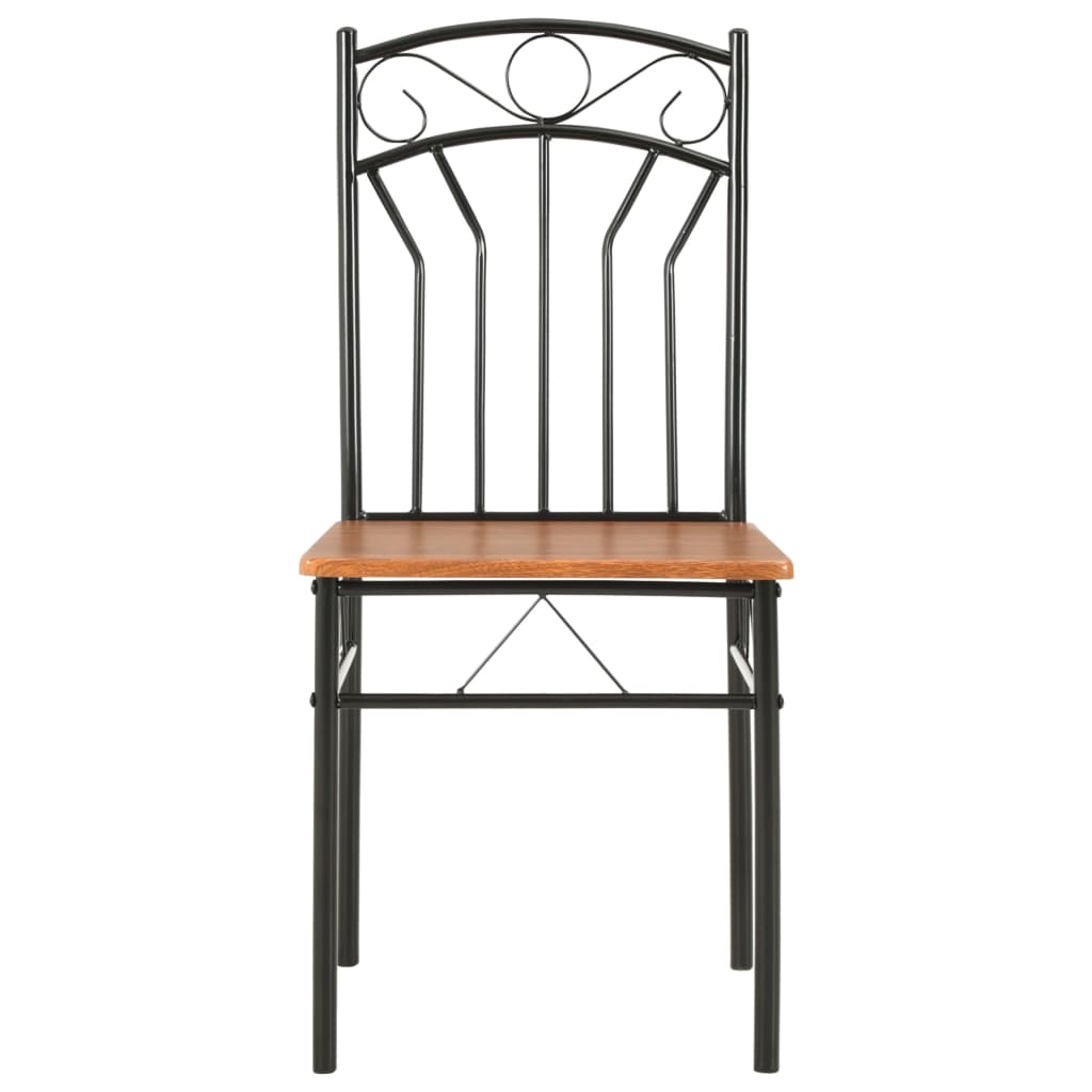 Dining Chair | Set of 2 | Brown and Black | MDF and Steel | Standard
