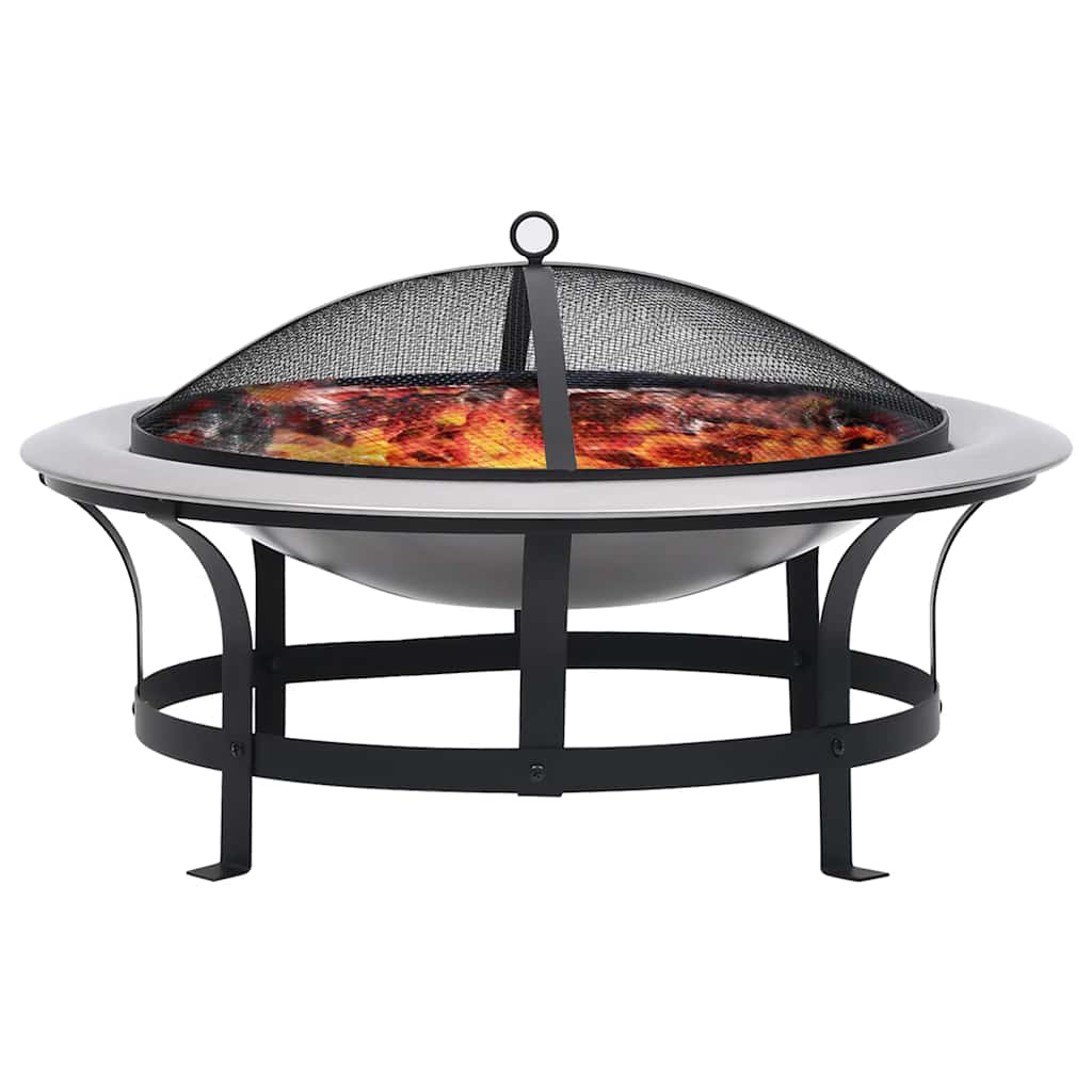 Outdoor Fire Pit with Grill Stainless Steel 76 cm