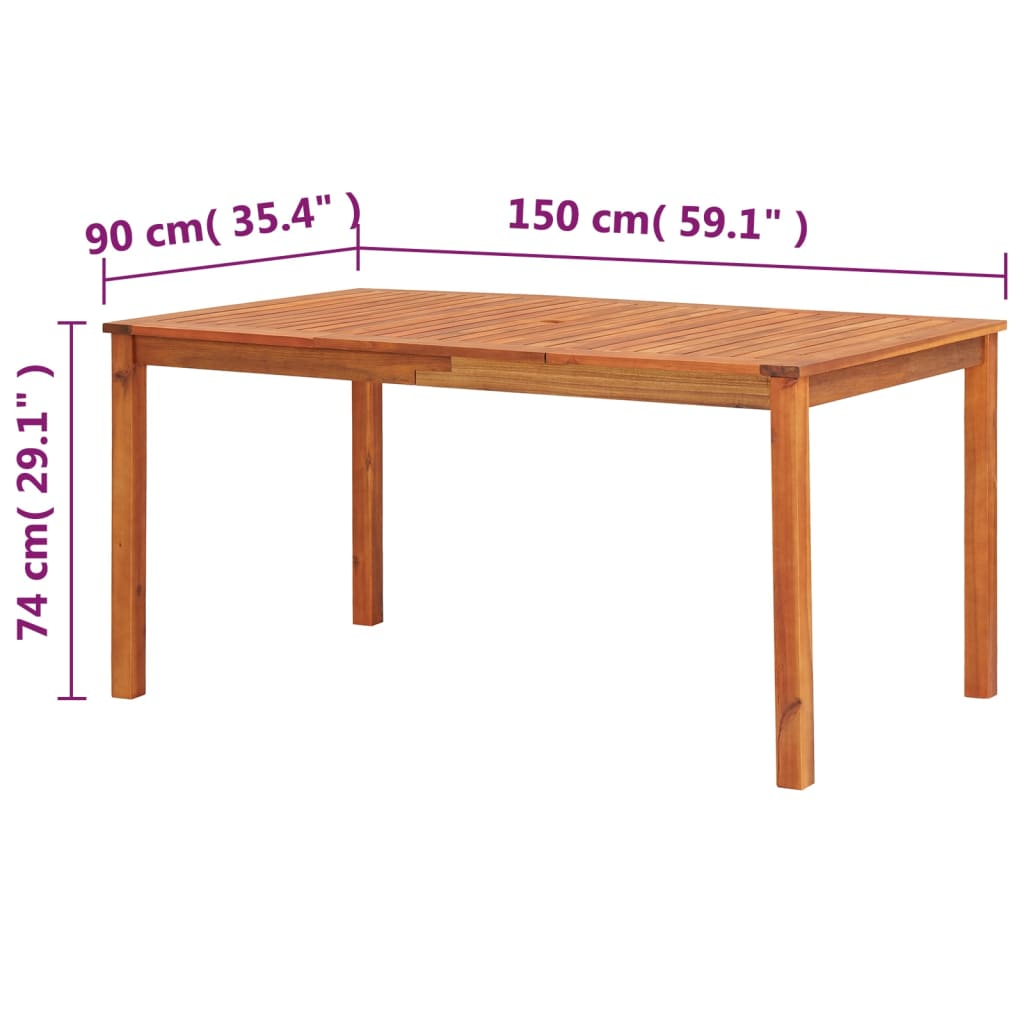 Dining Table | Natural | Solid Acacia Wood | 150 x 90 x 74 cm | Hardwood