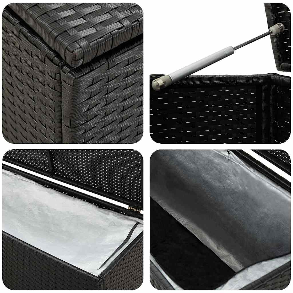 Garden Storage Box Poly Rattan 180x90x70 cm Black