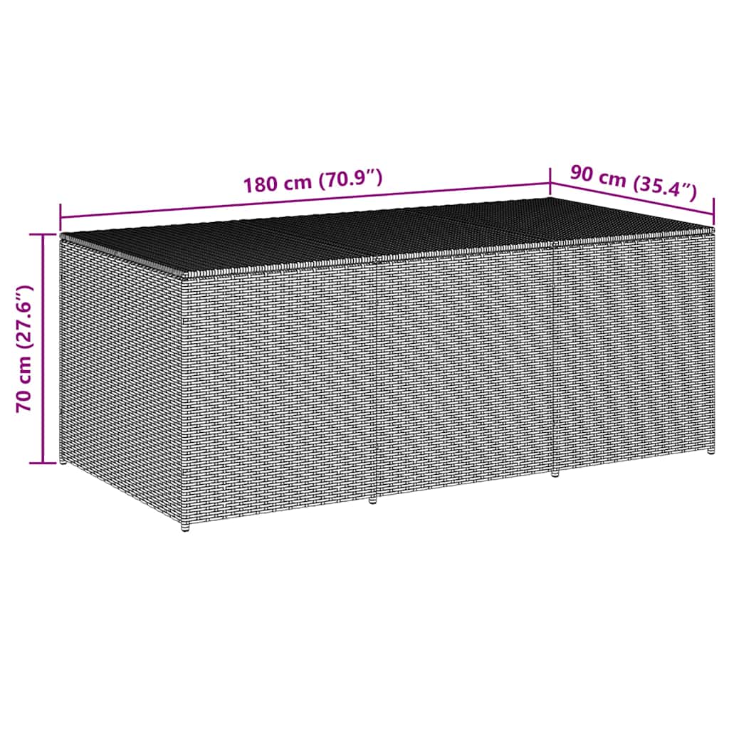 Garden Storage Box Poly Rattan 180x90x70 cm Black
