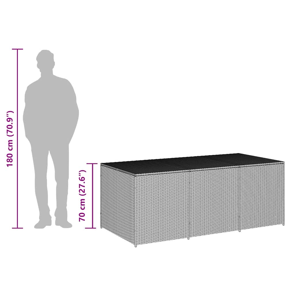 Garden Storage Box Poly Rattan 180x90x70 cm Black