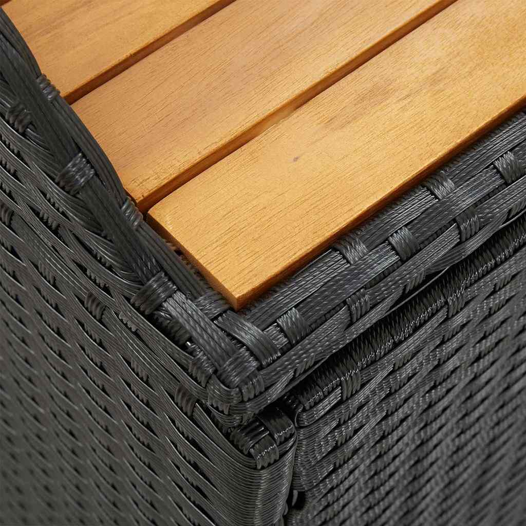 46480 vidaXL Garden Storage Bench 120 cm Poly Rattan Black