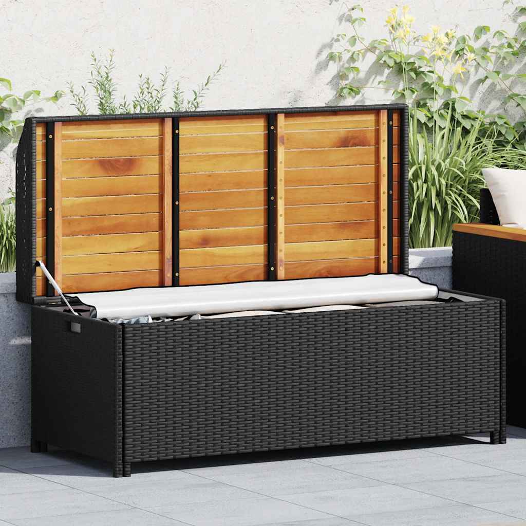 46480 vidaXL Garden Storage Bench 120 cm Poly Rattan Black