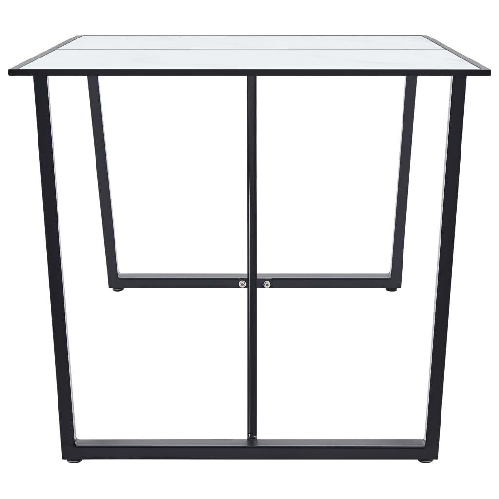 Dining Table White 160x80x75 cm Tempered Glass