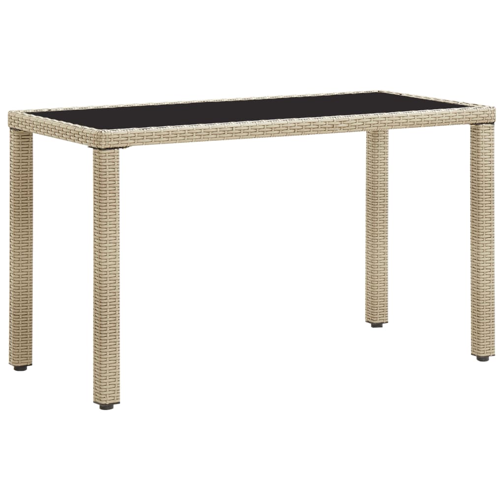 Outdoor Dining Table | Beige | PE rattan and steel with tempered glass