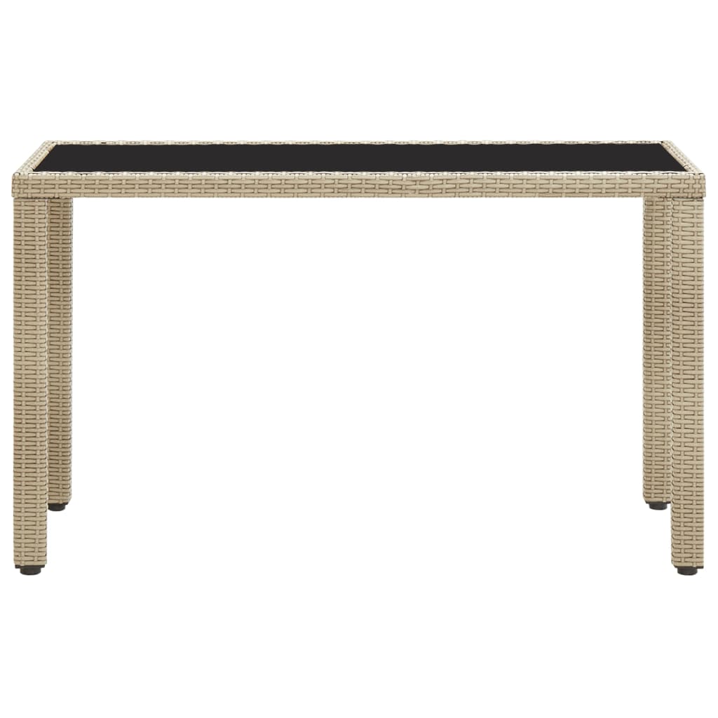 Outdoor Dining Table | Beige | PE rattan and steel with tempered glass