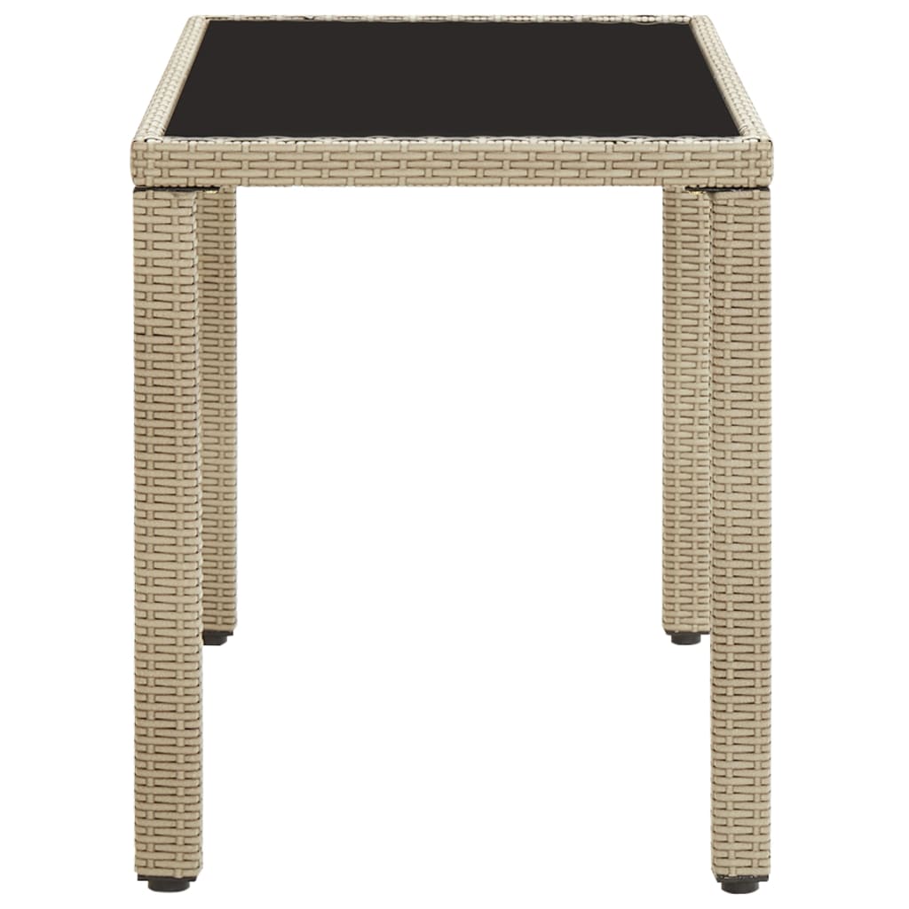 Outdoor Dining Table | Beige | PE rattan and steel with tempered glass