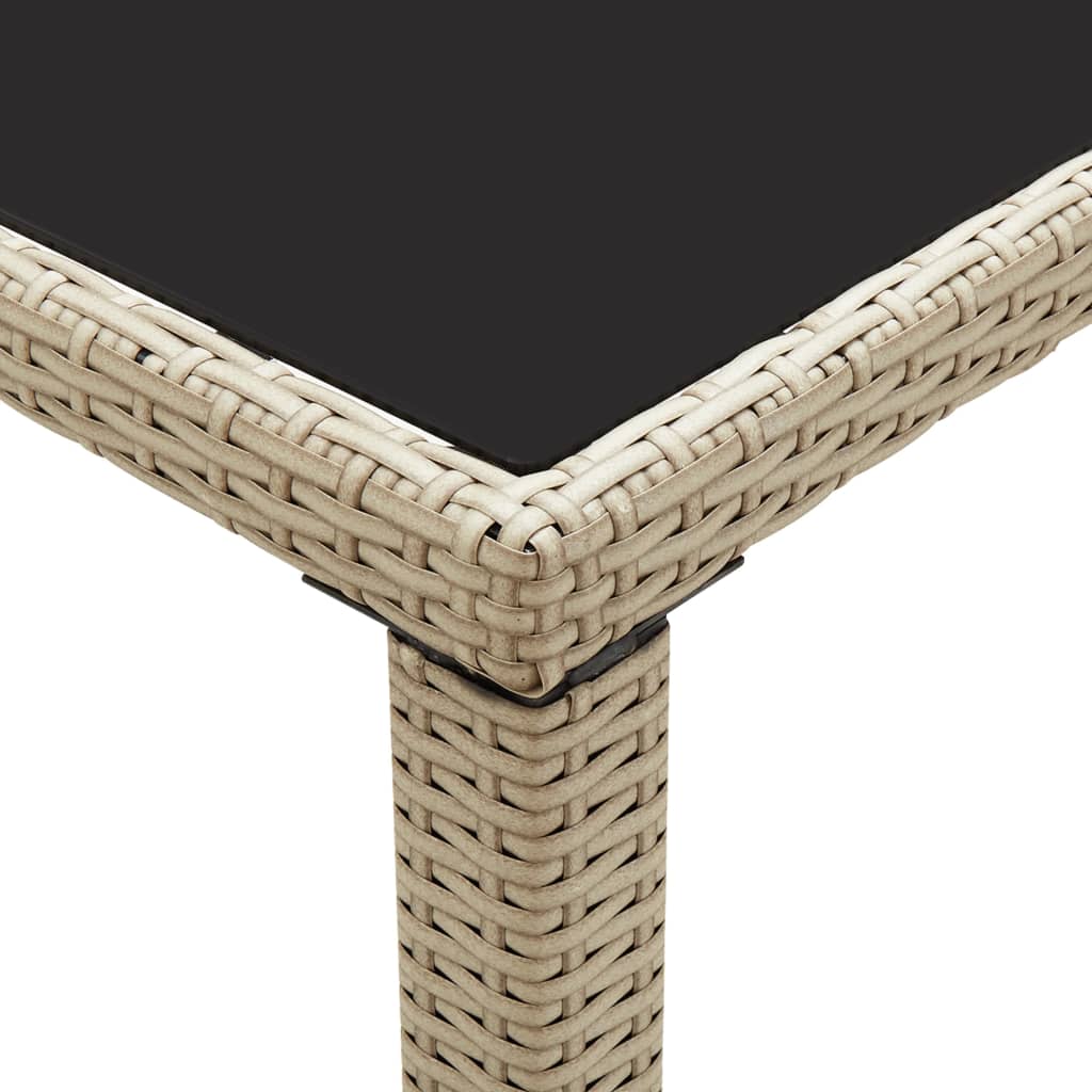 Outdoor Dining Table | Beige | PE rattan and steel with tempered glass