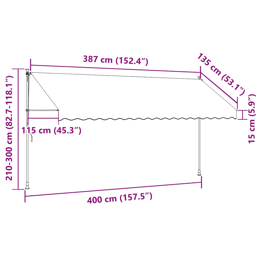 Manual Retractable Awning with LED 400 cm Blue and White