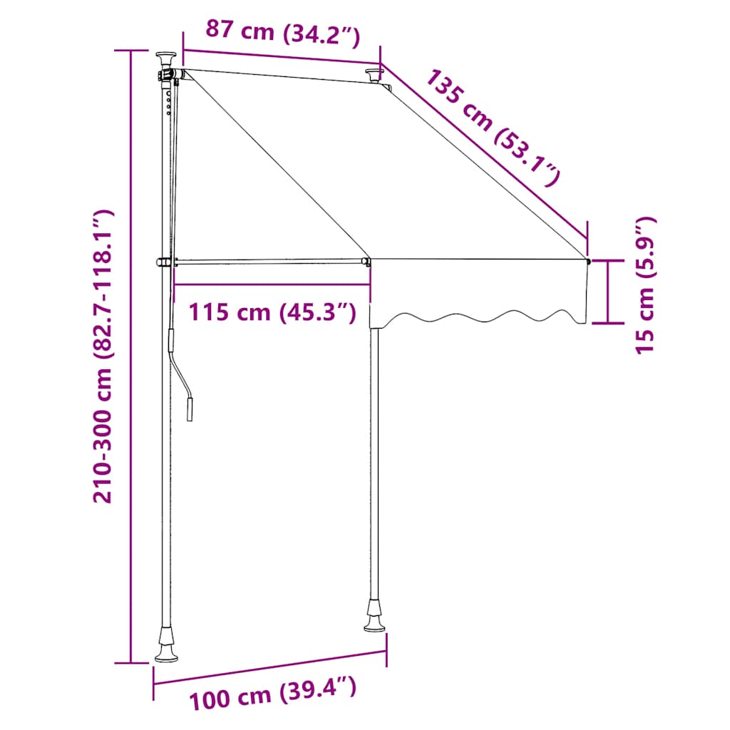 Manual Retractable Awning with LED 100 cm White and Orange