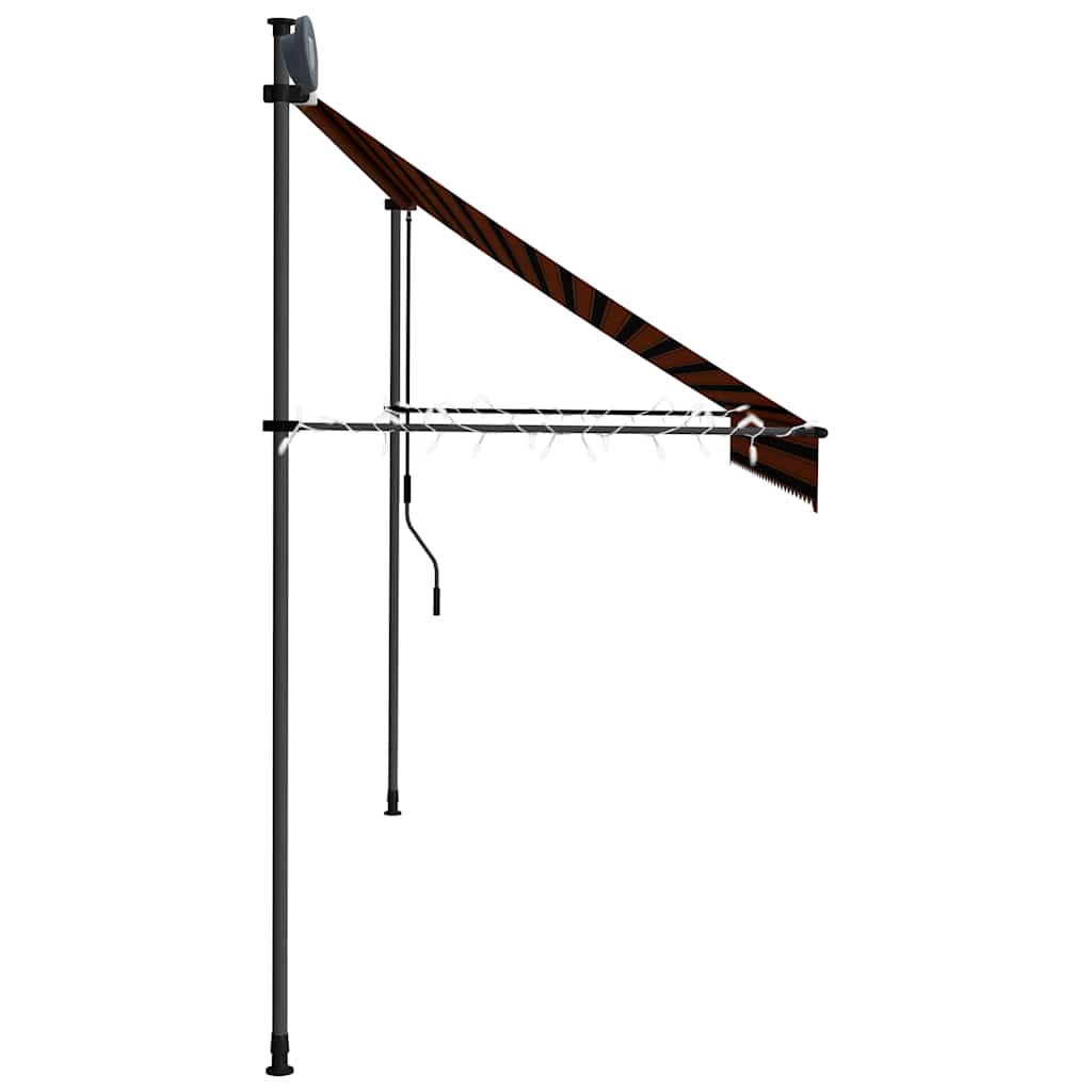 Manual Retractable Awning with LED 300 cm Orange and Brown
