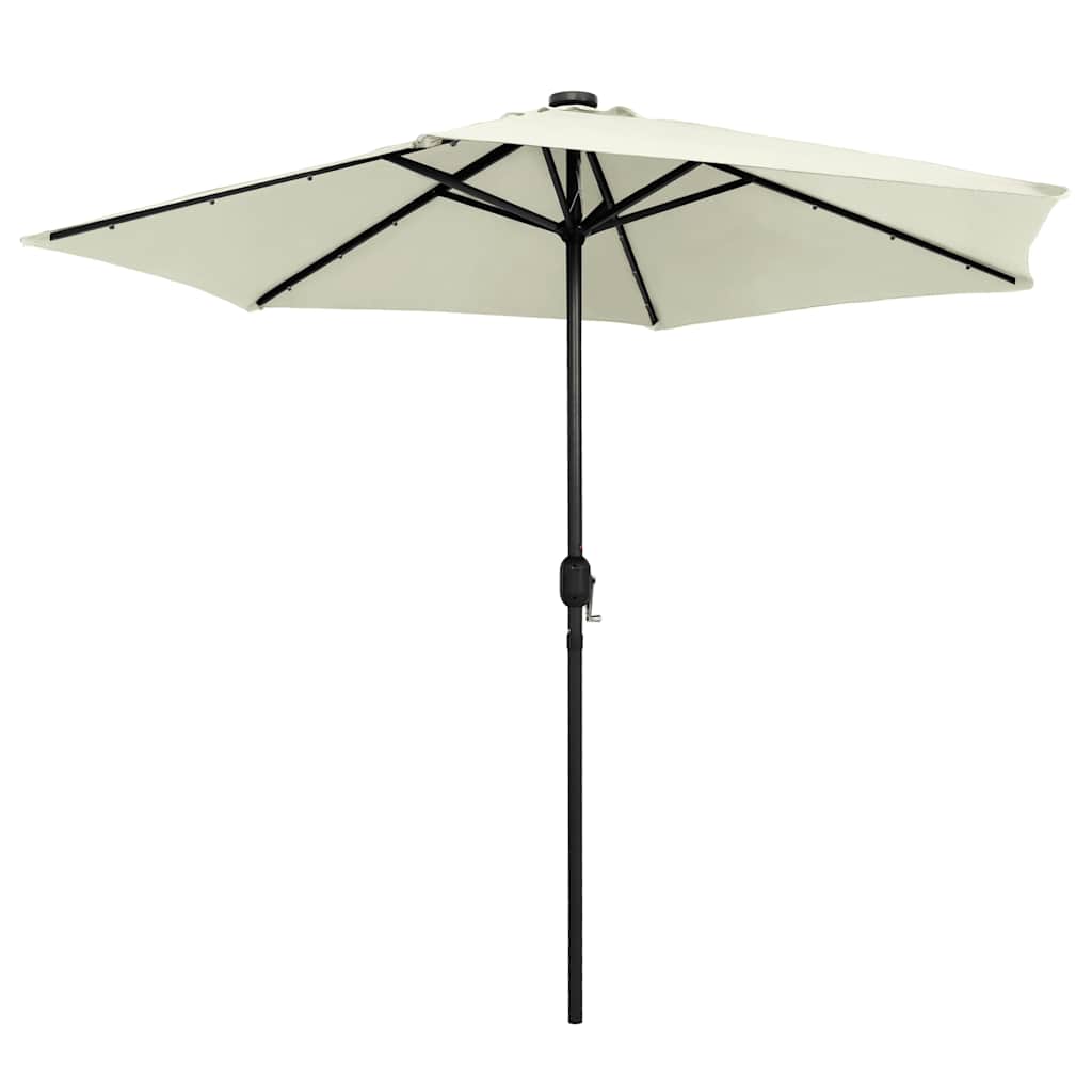 Garden Parasol with LED Lights and Aluminium Pole 270 cm Sand White