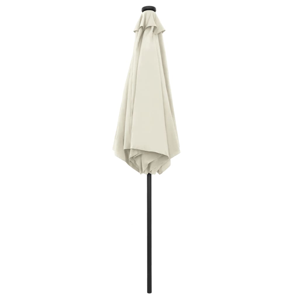 Garden Parasol with LED Lights and Aluminium Pole 270 cm Sand White
