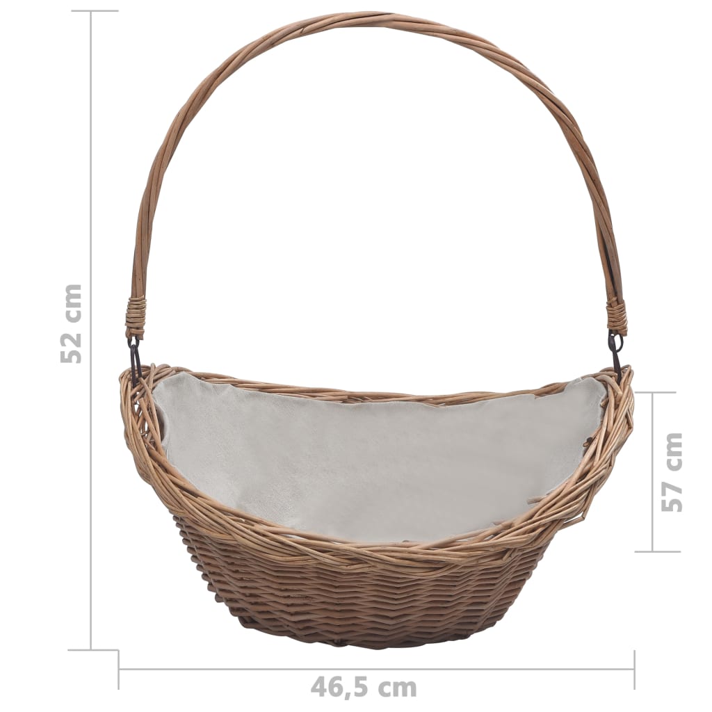 Firewood Basket with Handle 57x46.5x52 cm Brown Willow