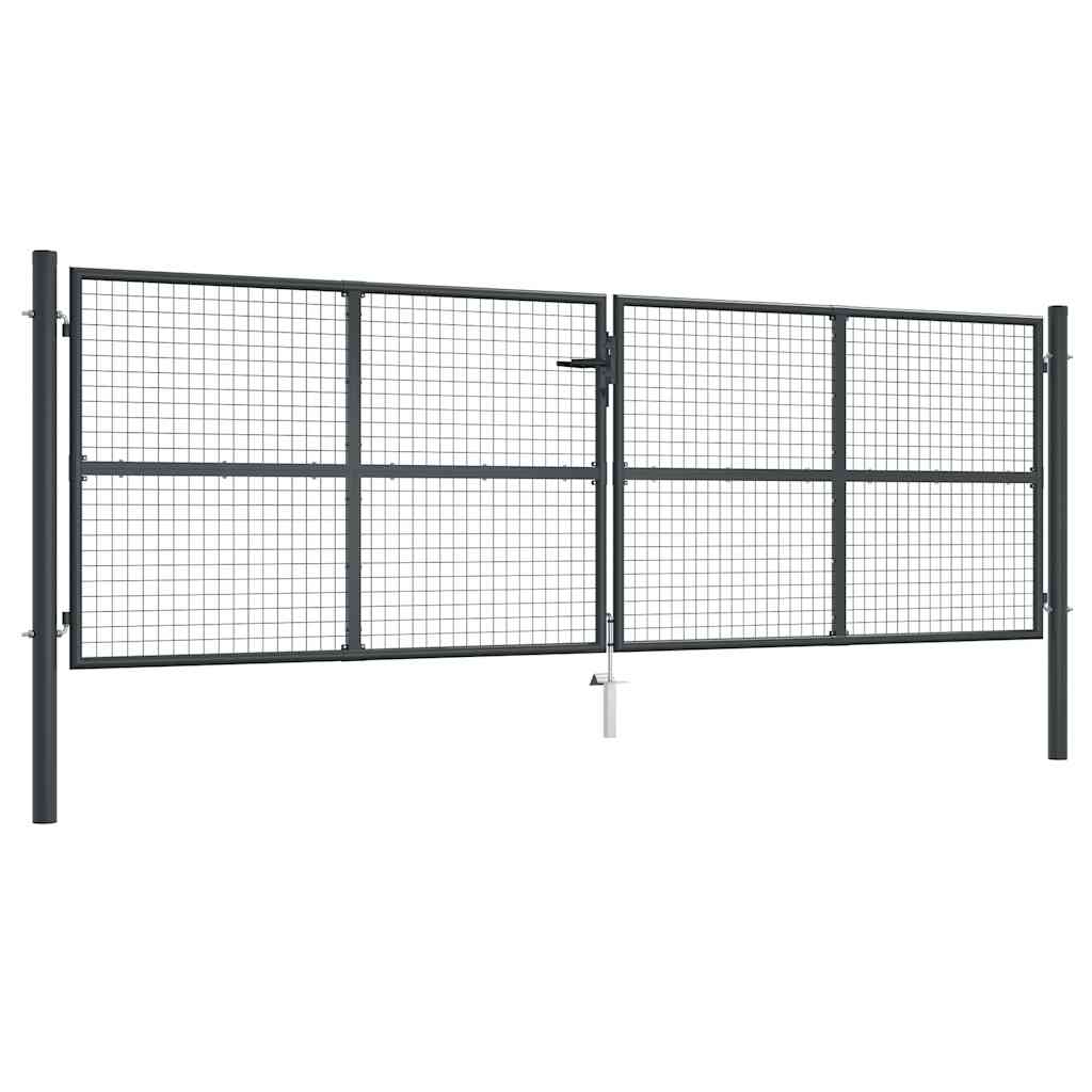 Mesh Garden Gate Galvanised Steel 400x125 cm Grey