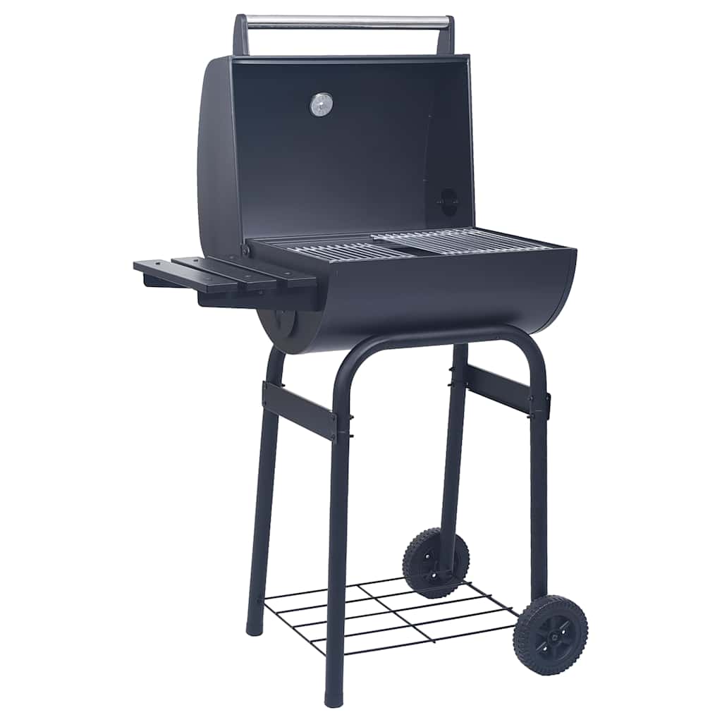 46649 vidaXL Charcoal BBQ Grill Smoker with Bottom Shelf Black